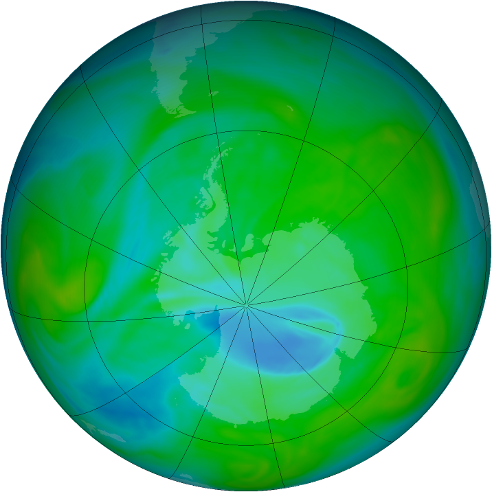 Antarctic ozone map for 15 December 2005